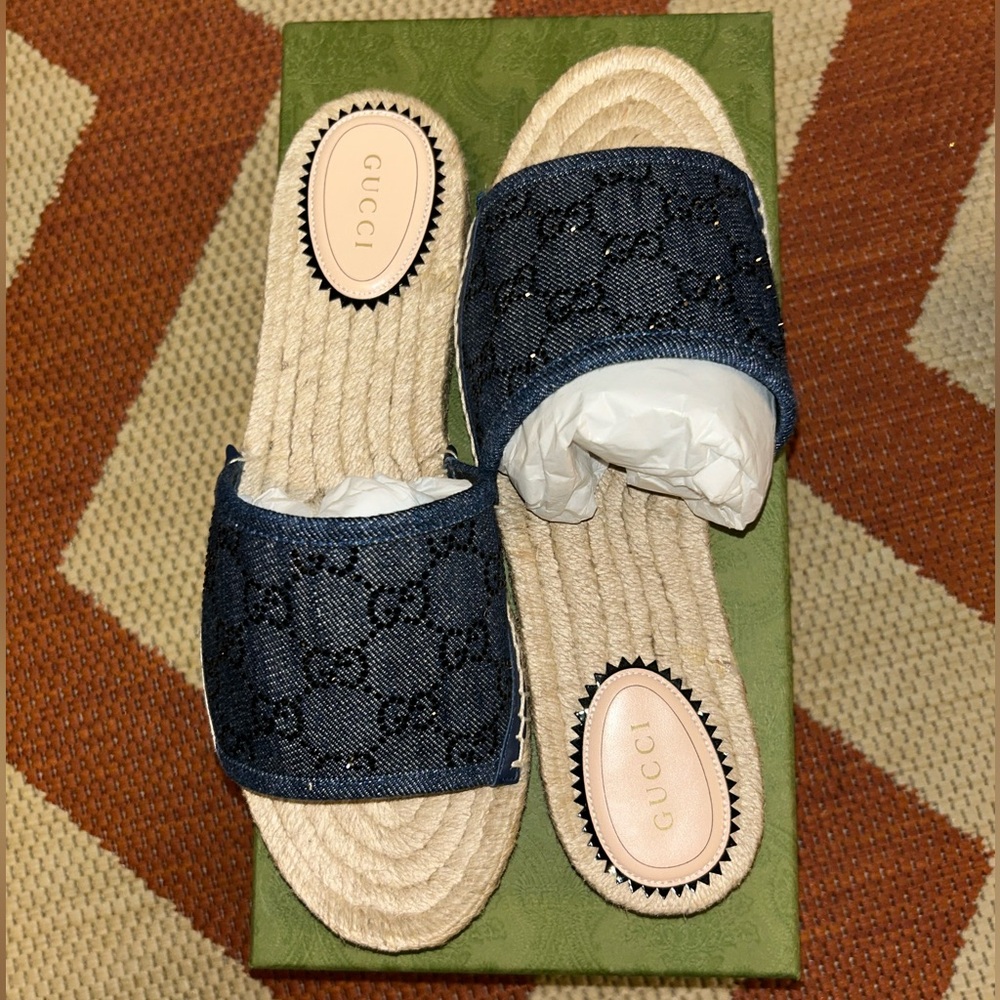 Gucci- Pilar GG denim espadrille sandals
